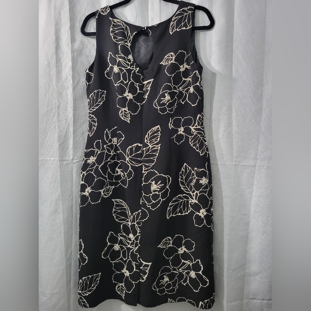 Amanda Smith Black and Cream Floral Midi Dress Size 8 - Picture 11 of 11